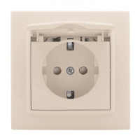 EKF Минск Розетка 1-мест. СП с/з с крышкой 16А беж. с защ. штор. IP44 ERR16-029-200-44