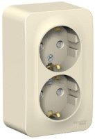 Systeme Electric BLANCA роз. ОУ 2 мест. 16А молоч. (пл.осн., земля, штор., изол.пл.) BLNRA011212(8!)