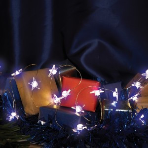 Feron Гирлянда-нить Звездочки на проволоке 20LED 5000K 2xАА 2.3м прозр. шнур IP20 CL589 51446