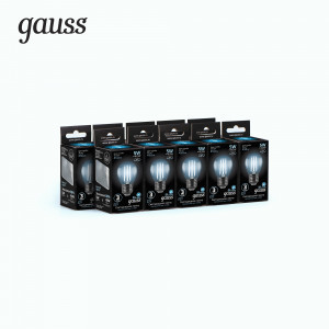 Gauss Filament лампа Шар G45 E27 5W(450lm) 4100K 4K 80x45 филамент (нитевидная), прозр. 105802205