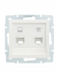 Lezard VESNA мех. роз. комп/телеф СУ 1 мест. перламутр (RJ45+RJ11) (корп. ABS)  742-3088-143