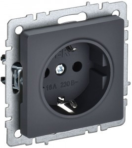 IEK BRITE мех. роз. СУ земля(штор.) 16А РС14-1-0-БрГ графит BR-R14-16-K53