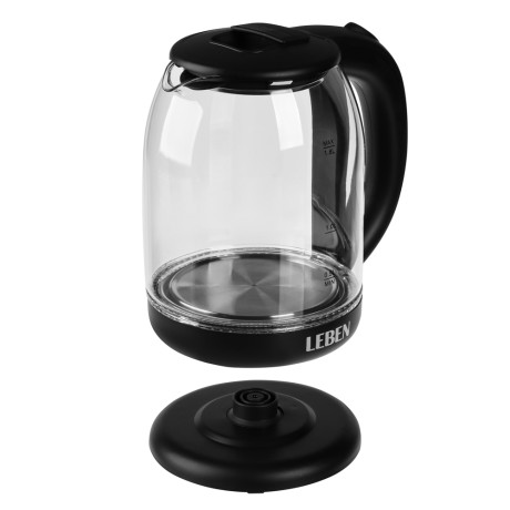 Чайник электрический, 1,8 л, 1500 Вт, стекло, черный (с индикатором включения)