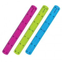 Линейка 30 см гибкая BRAUBERG &quot;FLEX&quot;, пластиковая, ассорти, европодвес, 210675