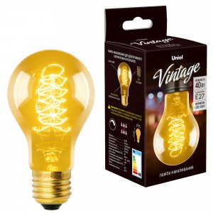 Uniel  LOFT A60 E27 40W ЛОН винтажная лампа накаливания IL-V-A60-40/GOLDEN/E27 CW01