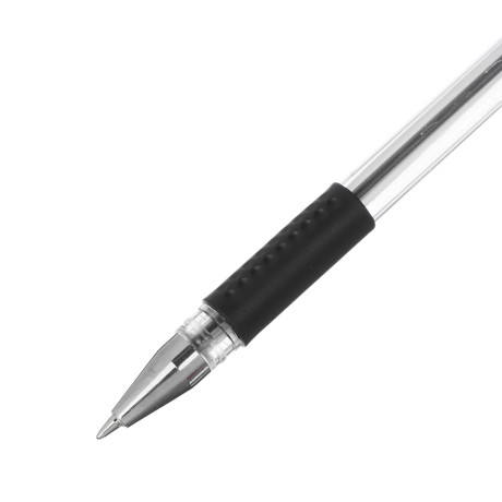 Набор гелевых ручек ClipStudio 4шт(2с,1ч,1к) проз. корп., резин. держ., наконечник 0,5 мм, в пакете