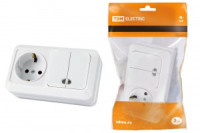 TDM Ладога блок горизонт. (роз. + 2 кл. выкл.) ОУ бел. (земля, инд. IP20) БКВР (5!) SQ1801-0104