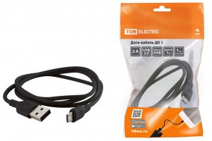 TDM Дата-кабель ДК1 USB-micro USB 1м черный SQ1810-0301