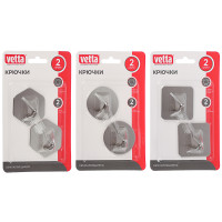 Крючки самоклеящиеся тм VETTA, 4,5x4,5см, нерж.сталь 201, 2шт, 3 дизайна