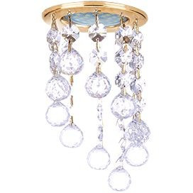 Ecola CR1007 MR16 GU5.3 св-к Круг Стекло большими хруст. Прозр./Золото 84x170 FV16RVECB (10!)