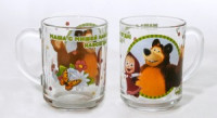 Кружка 250мл Маша и Медведь/Добрый день стекло (кратность 12шт!!!) МФК ММК250-1