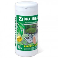 Чистящие салфетки BRAUBERG "Effect Clean" в тубе 50+50шт сухие и влажн. для LCD(ЖК)-мониторов 510121