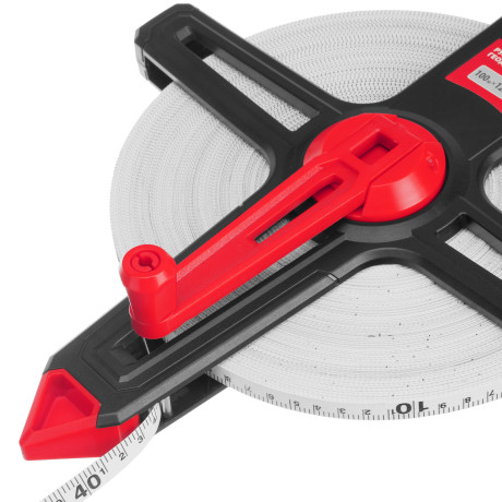 Рулетка геодезическая 100 м х 12,5 мм, открытый корпус, фиберглассовая лента Matrix