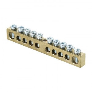 EKF Шина PEN "ноль-земля" 6х9мм 10 отв. 63A без изолятора, латунь крепеж по центру sn0-63-10