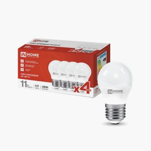 ASD/InHome Лампа св/д VC шар E27 11W(1050lm) 4000K 4К  89x45 (4шт/уп, цена за уп.) 7881