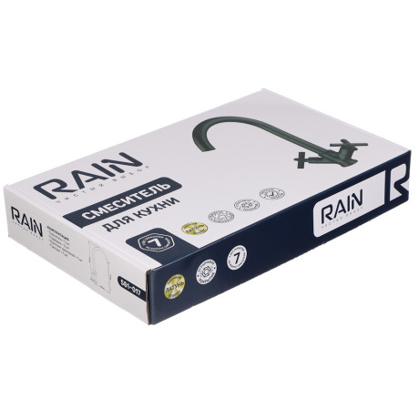 RAIN Смеситель для кухни Кристал, кран-буксы 1/2, гайка, латунь, черный