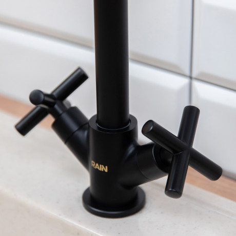 RAIN Смеситель для кухни Кристал, кран-буксы 1/2, гайка, латунь, черный