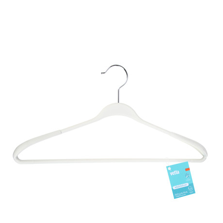 VETTA Вешалка с перекладиной, широкие плечики, 43х21,5х3 см, пластик с покрытием Soft-touch, белая