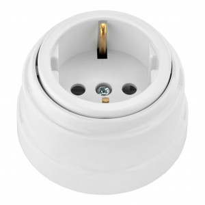 Bylectrica РЕТРО роз. ОУ 1 мест. БЕЛЫЙ (земля, корп. ABS-пластик) (16А) РА16-0202