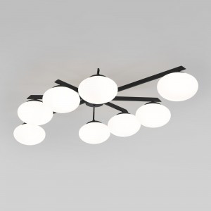Eurosvet люстра 8x20W 1040х540х165 мет. черн./бел. Opaline Умный дом 70220/8 a065767