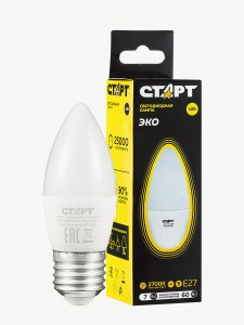 СТАРТ ЭКО Свеча E14 10W(560lm) 2700К 2K 107х38 матовая пластик WS
