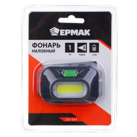 ЕРМАК Фонарь налобный, СОВ, 3 режима, 3хААА, пластик, 60х41х26 мм