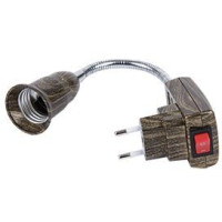 Ecola патрон-переходник вилка-патрон E27 гибкий 150мм с выключателем Черненая бронза APT7NOEAY (30!)