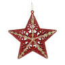 СНОУ БУМ Подвеска декоративная "Звезда" 12x12.5x4 см,  пластик, глиттер, красный