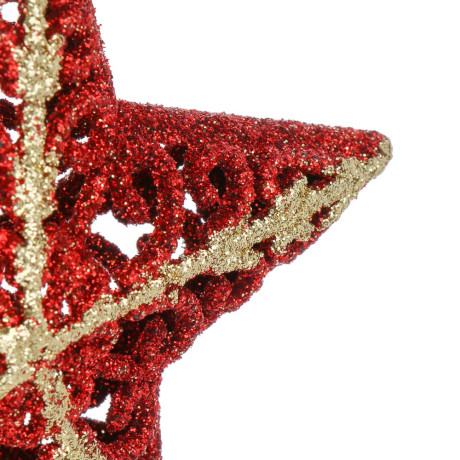 СНОУ БУМ Подвеска декоративная "Звезда" 12x12.5x4 см,  пластик, глиттер, красный