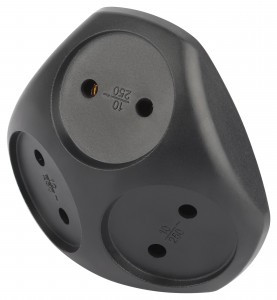 ЭРА разветвитель (тройник) 3роз. 10А плоский черный  (пластик премиум) SPx-3-B (РФ) 59721