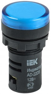 Лампа AD22DS(LED)матрица d22мм синий 12В AC/DC  IEK