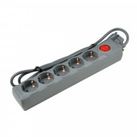 Uniel Universal сет. удл.-фильтр ПВС 3x0.75 5 роз. 1,5 м 10A серый, земля, выкл. S-GSU5-1,5 GREY