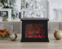 Uniel &quot;Камин&quot; св/д 3xАА(не в/к) USB-кабель 28х21см 5LED черный ULD-L2821-005/DNC/RED BLACK FIREPLACE