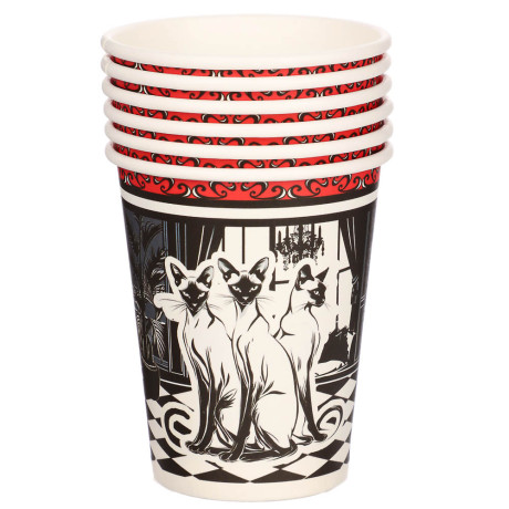 Набор бумажных стаканов Котики нуар, в т/у пленке, 6 шт*250 мл