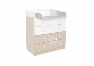 Комод Polini kids French 1580, Teddy, белый-дуб пастельный (мест 2)