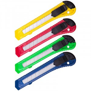 Нож канцелярский 18мм OfficeSpace, с фиксатором, европодвес Арт.178794