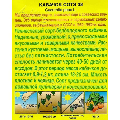 Семена Кабачок Сотэ Аэлита Цх10