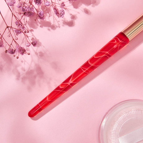 ЮНИLOOK Кисть для румян, акрил, металл, ворс нейлон, 18,1см,красный