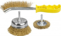 Набор STAYER &quot;MASTER&quot;: Щетки-крацовки, витая латун. стальная проволока 0,3мм, дисковая 50мм, чашечна