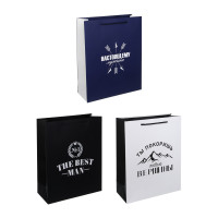 Пакет подарочный тм LADECOR "Лучшему мужчине", L 26x32x10 см, бумага
