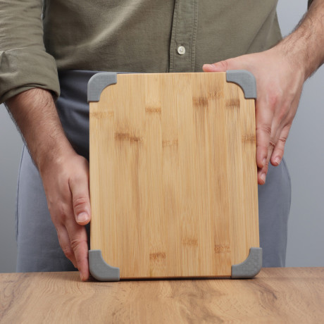 SATOSHI Доска разделочная бамбук, силикон, 27х22х1,5см