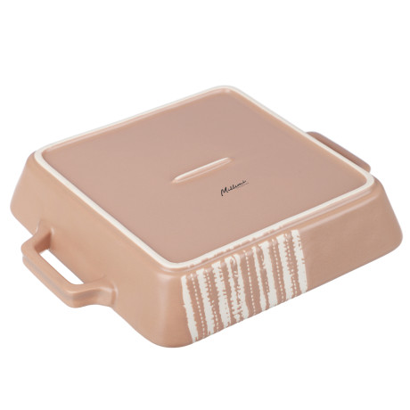 MILLIMI Форма для запекания и сервировки квадрат.с ручками, керамика, 26х21х5см, 1,2л, бежевая