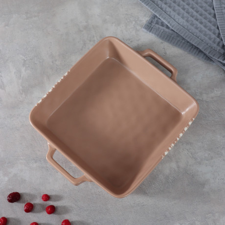 MILLIMI Форма для запекания и сервировки квадрат.с ручками, керамика, 26х21х5см, 1,2л, бежевая