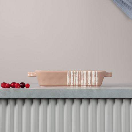 MILLIMI Форма для запекания и сервировки квадрат.с ручками, керамика, 26х21х5см, 1,2л, бежевая