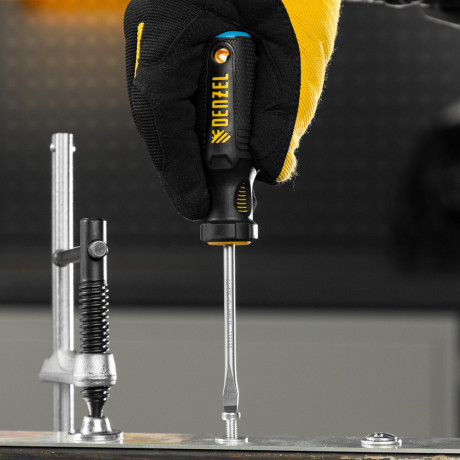Отвертка, SL5x75 мм, S2, 3к рукоятка Denzel
