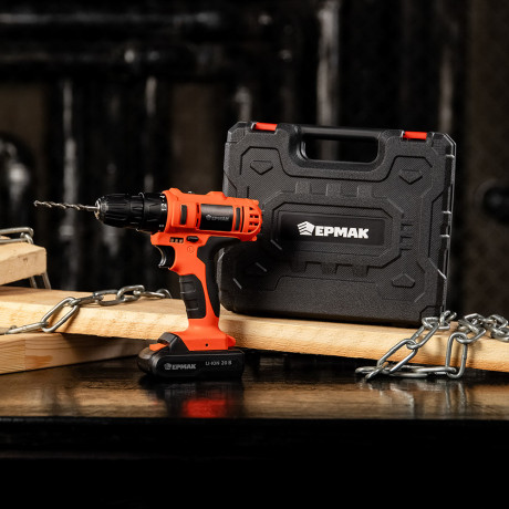 ЕРМАК Набор электроинструмента 29 предметов, шуруповерт 20В (2А*ч, 2шт, 35Н*м) (ONE)