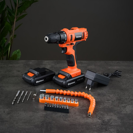 ЕРМАК Набор электроинструмента 29 предметов, шуруповерт 20В (2А*ч, 2шт, 35Н*м) (ONE)