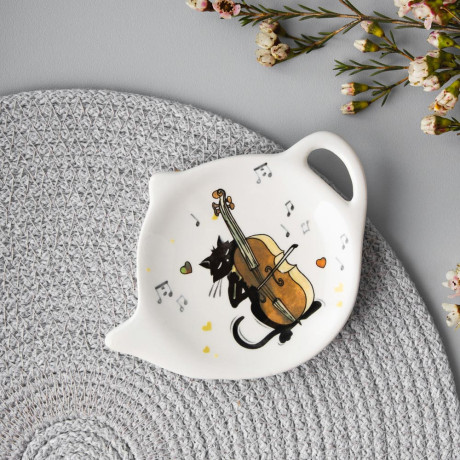 MILLIMI Котейка Подставка под чайный пакетик, 12х9х1,5см, керамика