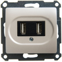 Systeme Electric GLOSSA USB мех. роз. 2 мест. перламутр Iвых.=1050ma Uном=5В (пласт. осн.) GSL000633