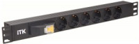ITK PDU 6 розеток DIN49440 (нем. cтанд.) с LED выключателем, 1U, шнур 2м вилка DIN49441 (нем. станд.